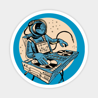 Astronaut DJ Spinning in Outer Space Magnet
